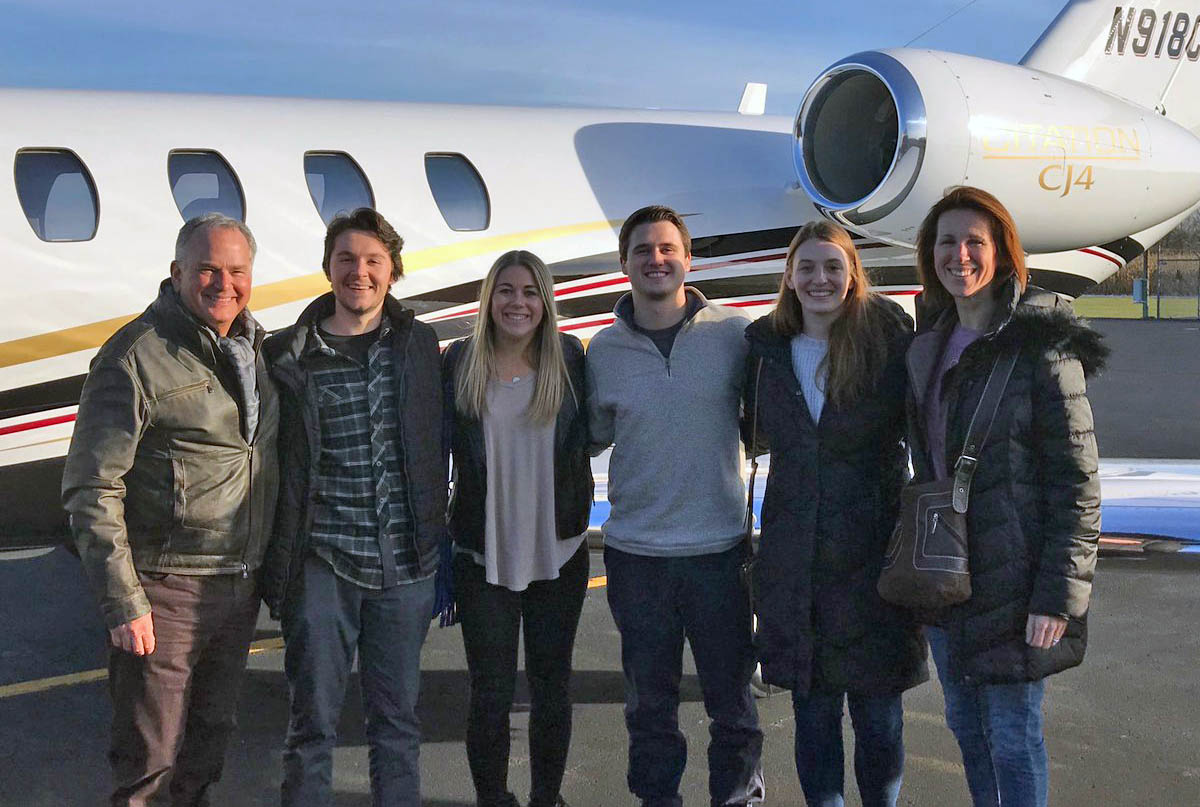 The winning team prepares to fly out to Nashville for the night on a Textron Aviation jet